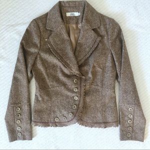 Wool Tweed Beige-Tan Blazer Jacket size 6